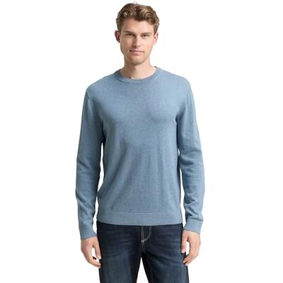 TOM TAILOR Herren 1039810 Pullover, 39094 Faded Blue Melange, L EU TOM TAILOR Herren 1039810 Pullover, 39094 Faded Blue Melange, L EU