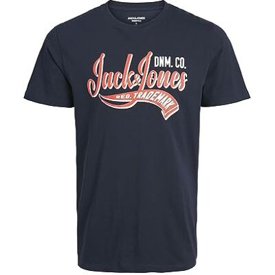 JACK & JONES Herren Jjelogo Tee Ss O-Neck 2 Col 23/24 Pls T-Shirts für Herren, Navy Blazer, 5XL Große Größen JACK & JONES Herren Jjelogo Tee Ss O-Neck 2 Col 23/24 Pls T-Shirts für Herren, Navy Blazer, 5XL Große Größen