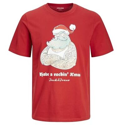 JACK & JONES JACK&JONES Herren JJXMAS Funny Tee SS Crew Neck T-Shirt, Scarlet Sage, M JACK & JONES JACK&JONES Herren JJXMAS Funny Tee SS Crew Neck T-Shirt, Scarlet Sage, M