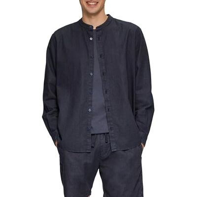 QS Herren 2146329 Hemd Langarm, Leinenmix, blau 5884, L QS Herren 2146329 Hemd Langarm, Leinenmix, blau 5884, L
