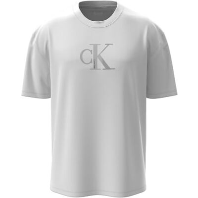 Calvin Herren T-Shirt Kurzarm Center Monogram Classic aus Baumwolle, Weiß (Brilliant White), XXL Calvin Herren T-Shirt Kurzarm Center Monogram Classic aus Baumwolle, Weiß (Brilliant White), XXL
