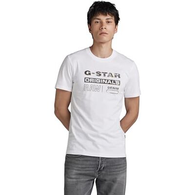 G-STAR RAW Herren Distressed Originals Slim T-Shirt, Weiß (White D24420-336-110), XS G-STAR RAW Herren Distressed Originals Slim T-Shirt, Weiß (White D24420-336-110), XS