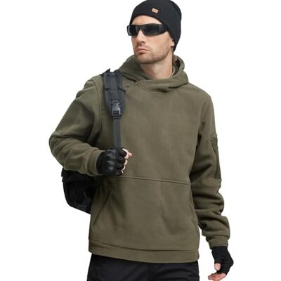 FREE SOLDIER Winter Hoodie Heren Warm Fleece Kapuzenpullover Männer Sweatshirt mit 1/4 Reißverschluss, Winddicht Taktische Armee Arbeitsjacke Outdoor Jacken (Grün,XL) FREE SOLDIER Winter Hoodie Heren Warm Fleece Kapuzenpullover Männer Sweatshirt mit 1/4 Reißverschluss, Winddicht Taktische Armee Arbeitsjacke Outdoor Jacken (Grün,XL)