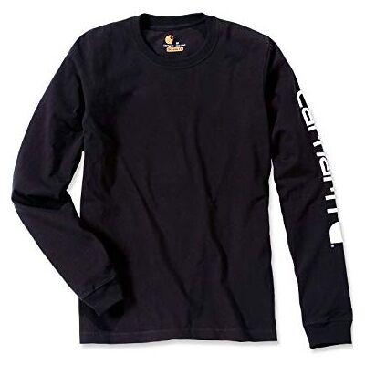 Carhartt , Herren, Lockeres, schweres, langärmliges T-Shirt mit Logo-Grafik auf dem Ärmel, Schwarz, XL Carhartt , Herren, Lockeres, schweres, langärmliges T-Shirt mit Logo-Grafik auf dem Ärmel, Schwarz, XL