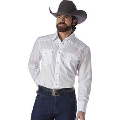 Wrangler Herren Sport Western Two Pocket Langarm Snap Shirt, Weiss/opulenter Garten, Mittel Wrangler Herren Sport Western Two Pocket Langarm Snap Shirt, Weiss/opulenter Garten, Mittel