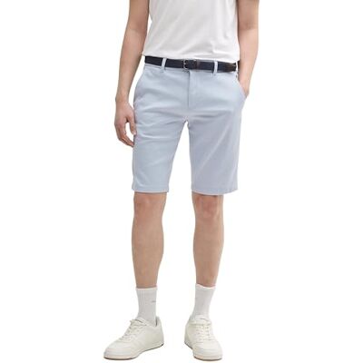 TOM TAILOR Stretch Slim Chino Shorts mit Gürtel, White Navy Zig zag Structure, 33 TOM TAILOR Stretch Slim Chino Shorts mit Gürtel, White Navy Zig zag Structure, 33