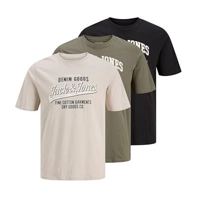 JACK & JONES Herren Jjethan Tee Ss Crew Neck 3Pk Mp Noos, Dusty Olive, Large (3er Pack) JACK & JONES Herren Jjethan Tee Ss Crew Neck 3Pk Mp Noos, Dusty Olive, Large (3er Pack)
