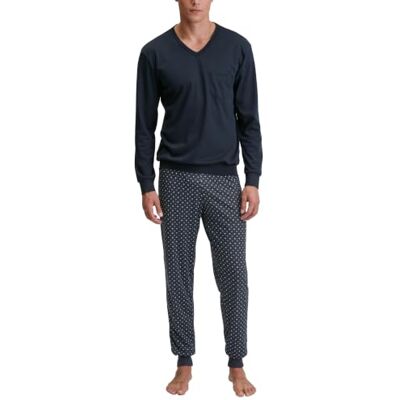 CALIDA Relax Streamline Bündchen-Pyjama Herren Schlafanzug mit Bündchen, weiche Interlock-Qualität und formstabiler Komfort CALIDA Relax Streamline Bündchen-Pyjama Herren Schlafanzug mit Bündchen, weiche Interlock-Qualität und formstabiler Komfort