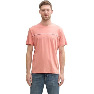 TOM TAILOR Herren 1037803 T-Shirt mit Print, 12642 Hazy Coral Rose, XXL TOM TAILOR Herren 1037803 T-Shirt mit Print, 12642 Hazy Coral Rose, XXL