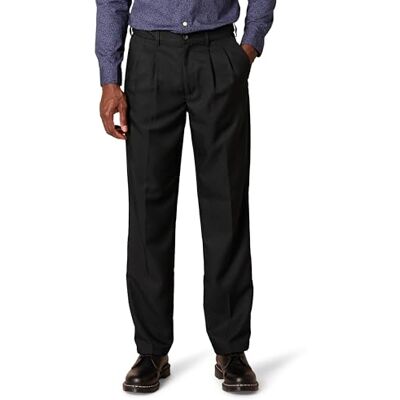 Amazon Essentials Herren Anzughose mit Falte und Erweiterbarem Bund, Klassisch Geschnitten, Schwarz, 36W / 34L Amazon Essentials Herren Anzughose mit Falte und Erweiterbarem Bund, Klassisch Geschnitten, Schwarz, 36W / 34L