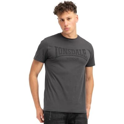 Lonsdale Herren T-Shirt Normale Passform Logo Kai M, Anthracite/Black Lonsdale Herren T-Shirt Normale Passform Logo Kai M, Anthracite/Black