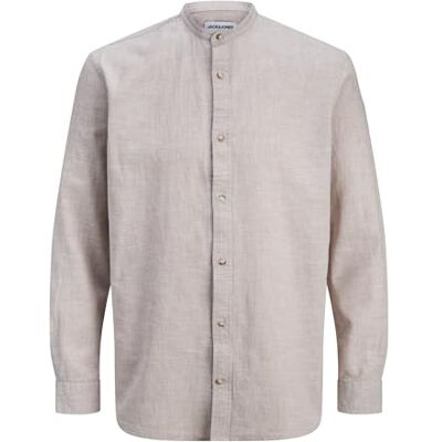 JACK & JONES Jjesummer Linen Blend Band Shirt L/S Sn JACK & JONES Jjesummer Linen Blend Band Shirt L/S Sn