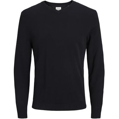 JACK & JONES Herren Jjebasic Knit V-neck Noos Pullover, Schwarz, M EU JACK & JONES Herren Jjebasic Knit V-neck Noos Pullover, Schwarz, M EU