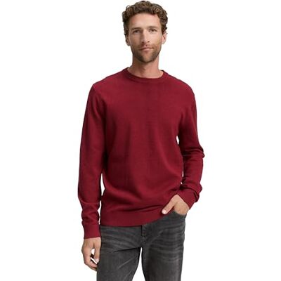 TOM TAILOR Herren 1039805 Pullover, 38762 Dark Samba Red Melange, M TOM TAILOR Herren 1039805 Pullover, 38762 Dark Samba Red Melange, M
