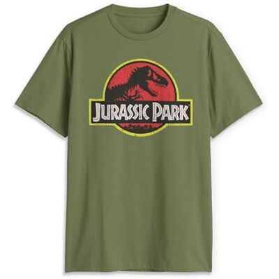 Jurassic Park Herren Klassischem Film-Logo T-Shirt, Military Green, Groß Jurassic Park Herren Klassischem Film-Logo T-Shirt, Military Green, Groß