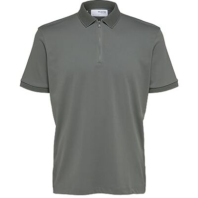 SELECTED HOMME SELETED Homme Herren SLHFAVE Zip SS Polo Poloshirt, Agave Green, XL SELECTED HOMME SELETED Homme Herren SLHFAVE Zip SS Polo Poloshirt, Agave Green, XL