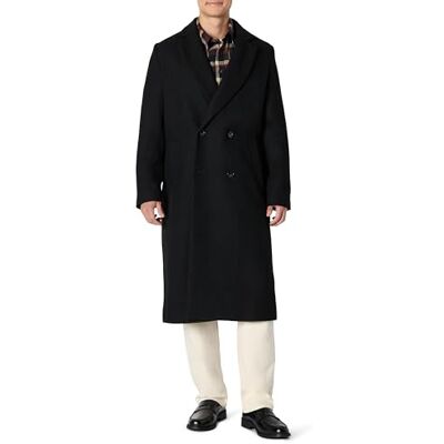 Amazon Essentials Herren Zweireihiger Relaxed-Fit-Longline-Topcoat aus Wollmischung, Schwarz, L Amazon Essentials Herren Zweireihiger Relaxed-Fit-Longline-Topcoat aus Wollmischung, Schwarz, L