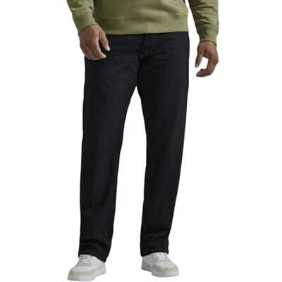 Lee Legendary Relaxed Straight Jeans für Herren, groß und groß, Überfärbtes Schwarz, 44W / 30L Lee Legendary Relaxed Straight Jeans für Herren, groß und groß, Überfärbtes Schwarz, 44W / 30L