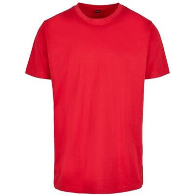 Build Your Brand Herren T-Shirt Round Neck, Männer Basic T-Shirt mit Rundhalsausschnit, Regular Fit, Baumwolle, Cityred, XL Build Your Brand Herren T-Shirt Round Neck, Männer Basic T-Shirt mit Rundhalsausschnit, Regular Fit, Baumwolle, Cityred, XL