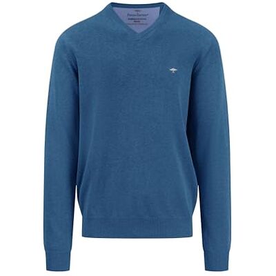 FYNCH-HATTON Pullover aus Baumwolle mit V-Ausschnitt Azure/M FYNCH-HATTON Pullover aus Baumwolle mit V-Ausschnitt Azure/M