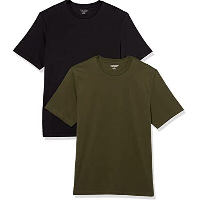 Amazon Essentials Herren T-Shirt Regular-Fit Kurzarm Rundhalsausschnitt 2er Pack, Schwarz/Olive, X-Large Amazon Essentials Herren T-Shirt Regular-Fit Kurzarm Rundhalsausschnitt 2er Pack, Schwarz/Olive, X-Large