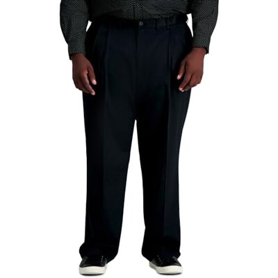 Haggar Herren-Hose, bügelfrei, Klassische Passform, erweiterbarer Taillenbund mit Falten vorne Schwarz 40W / 32L Haggar Herren-Hose, bügelfrei, Klassische Passform, erweiterbarer Taillenbund mit Falten vorne Schwarz 40W / 32L