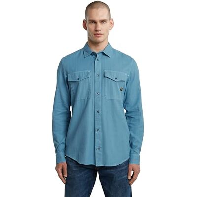 G-STAR Herren Marine Slim Hemd, Blau (Niagara gd D24963-D454-H055), L G-STAR Herren Marine Slim Hemd, Blau (Niagara gd D24963-D454-H055), L