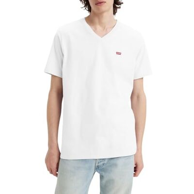 Levi's Herren Original Housemark V-Neck T-Shirt, White, XL Levi's Herren Original Housemark V-Neck T-Shirt, White, XL