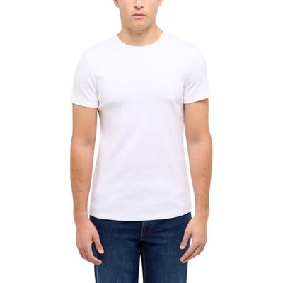 MUSTANG Herren T-Shirt Allen Slim Fit S M L XL XXL 3XL Beige Schwarz Baumwolle, Größe:S, Farbe:Bright White 2007 MUSTANG Herren T-Shirt Allen Slim Fit S M L XL XXL 3XL Beige Schwarz Baumwolle, Größe:S, Farbe:Bright White 2007