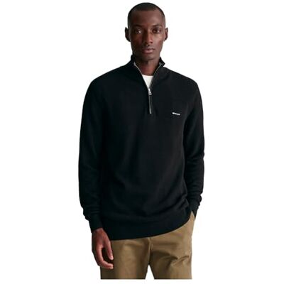 GANT Herren Cotton Pique Halfzip Pullover, Schwarz, XL EU GANT Herren Cotton Pique Halfzip Pullover, Schwarz, XL EU