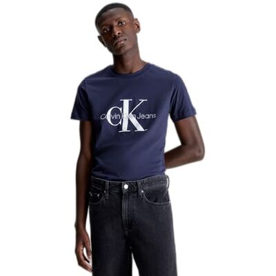 Calvin Klein Herren T-Shirt Kurzarm Core Monologo Slim Fit, Blau (Night Sky), M Calvin Klein Herren T-Shirt Kurzarm Core Monologo Slim Fit, Blau (Night Sky), M