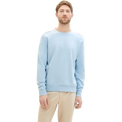 TOM TAILOR Herren Basic Crewneck Sweatshirt, 32245 Washed Out Middle Blue, M TOM TAILOR Herren Basic Crewneck Sweatshirt, 32245 Washed Out Middle Blue, M