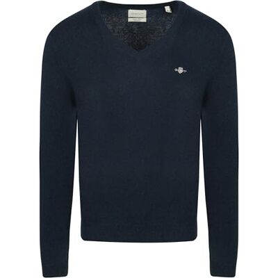 GANT Herren Extrafine Lambswool V-Neck Pullover, Dark Navy Melange, XL EU GANT Herren Extrafine Lambswool V-Neck Pullover, Dark Navy Melange, XL EU