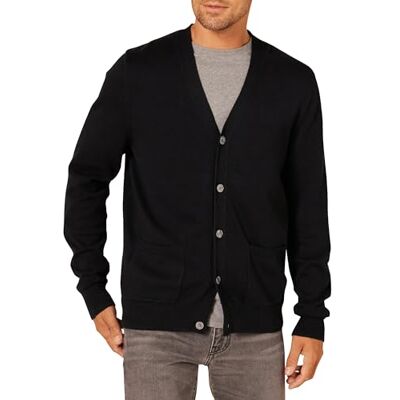 Amazon Essentials Herren Strickjacke aus Baumwolle, Schwarz, XS Amazon Essentials Herren Strickjacke aus Baumwolle, Schwarz, XS