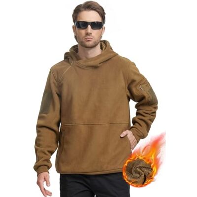FREE SOLDIER Winter Hoodie Heren Warm Fleece Kapuzenpullover Männer Sweatshirt mit 1/4 Reißverschluss, Winddicht Taktische Armee Arbeitsjacke Outdoor Jacken (Wolf Braun,M) FREE SOLDIER Winter Hoodie Heren Warm Fleece Kapuzenpullover Männer Sweatshirt mit 1/4 Reißverschluss, Winddicht Taktische Armee Arbeitsjacke Outdoor Jacken (Wolf Braun,M)