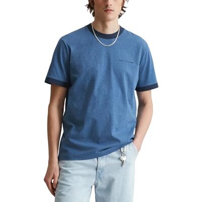 Marc O' Polo Denim Herren T-Shirt aus Bio-Baumwolle mit Rundhalsausschnitt, Blau (Medium Blue Multi 01), L Marc O' Polo Denim Herren T-Shirt aus Bio-Baumwolle mit Rundhalsausschnitt, Blau (Medium Blue Multi 01), L