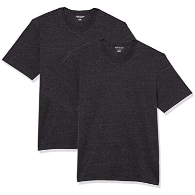 Amazon Essentials Herren T-Shirt Regular-Fit Kurzarm V-Ausschnitt (erhältlich in Big & Tall), 2er Pack, Charcoal Heather, Large Amazon Essentials Herren T-Shirt Regular-Fit Kurzarm V-Ausschnitt (erhältlich in Big & Tall), 2er Pack, Charcoal Heather, Large