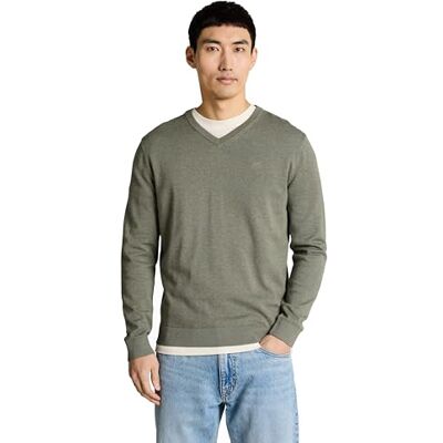 TOM TAILOR Herren 1039811 Strickpullover mit V-Ausschnitt, 26520 Greyish Shadow Olive Melange, L TOM TAILOR Herren 1039811 Strickpullover mit V-Ausschnitt, 26520 Greyish Shadow Olive Melange, L