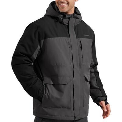 FREE SOLDIER Herren Wasserdichte skijacke Warme Verdickt Gefüttert Winterjacke mit Abnehmbarer Kapuzen vollständig abgedichteten Nähten FREE SOLDIER Herren Wasserdichte skijacke Warme Verdickt Gefüttert Winterjacke mit Abnehmbarer Kapuzen vollständig abgedichteten Nähten