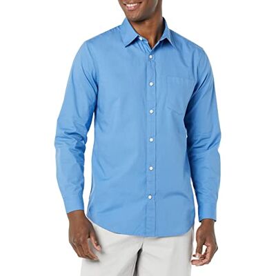 Amazon Essentials Herren Langärmeliges Hemd Aus Stretch-Popeline Mit Schlanker Passform, Hellblau, M Amazon Essentials Herren Langärmeliges Hemd Aus Stretch-Popeline Mit Schlanker Passform, Hellblau, M