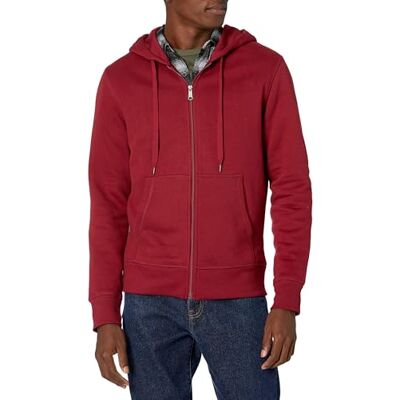 Amazon Essentials Men's Full-Zip Hooded Fleece Sweatshirt, Red, Large Amazon Essentials Men's Full-Zip Hooded Fleece Sweatshirt, Red, Large