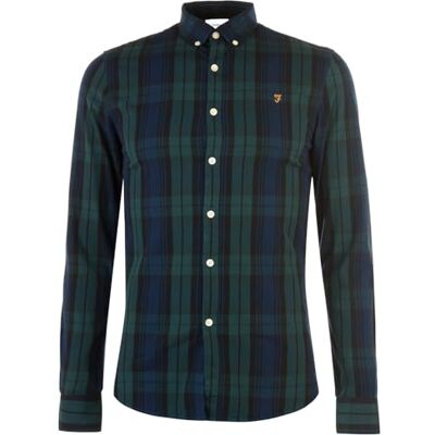 Farah Herren Brewer Slim Fit Cotton Oxford Shirt Hemd, Woodland Pine, L Farah Herren Brewer Slim Fit Cotton Oxford Shirt Hemd, Woodland Pine, L
