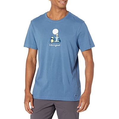Life Is Good Unisex-Erwachsene Crusher, Kurzärmelig, Baumwolle, Grafik, Jake und Rocket Moon T-Shirt, Vintage-Blau, L Life Is Good Unisex-Erwachsene Crusher, Kurzärmelig, Baumwolle, Grafik, Jake und Rocket Moon T-Shirt, Vintage-Blau, L