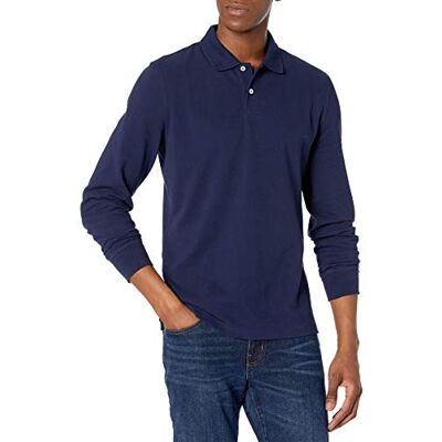 Amazon Essentials Herren Piqué-Poloshirt mit Langen Ärmeln in schmaler Passform, Marineblau, XL Amazon Essentials Herren Piqué-Poloshirt mit Langen Ärmeln in schmaler Passform, Marineblau, XL