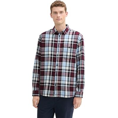 TOM TAILOR Herren Comfort Fit Hemd im Karomuster, 36680 Purple Twill Check, L TOM TAILOR Herren Comfort Fit Hemd im Karomuster, 36680 Purple Twill Check, L