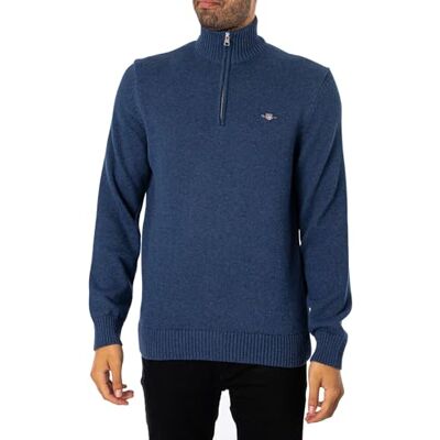 GANT Herren Casual Cotton Halfzip Pullover, Dark Jeansblue Melange, L EU GANT Herren Casual Cotton Halfzip Pullover, Dark Jeansblue Melange, L EU