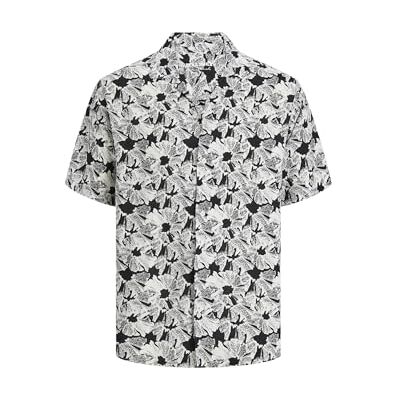 JACK & JONES Herren JORLUKE Party AOP Shirt SS BLK Kurzarmhemd 12251079,Cloud Dancer,M JACK & JONES Herren JORLUKE Party AOP Shirt SS BLK Kurzarmhemd 12251079,Cloud Dancer,M