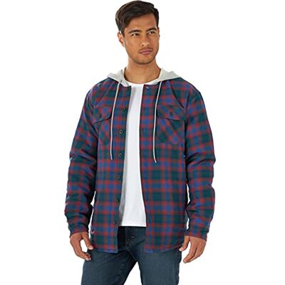 Wrangler Authentics Herren Langärmelige, Gesteppte, Gefütterte Flanell-hemdjacke mit Kapuze Hemd, Limoges, XL Wrangler Authentics Herren Langärmelige, Gesteppte, Gefütterte Flanell-hemdjacke mit Kapuze Hemd, Limoges, XL