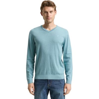 TOM TAILOR Herren 1039811 Strickpullover mit V-Ausschnitt, 39104 Tourmaline Melange, S TOM TAILOR Herren 1039811 Strickpullover mit V-Ausschnitt, 39104 Tourmaline Melange, S