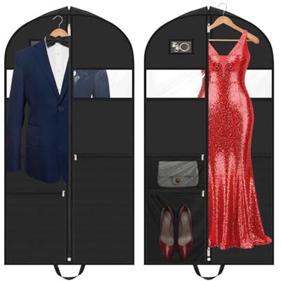 Alyvisun 2PCS Kleidersack 3 Tasche mit Reißverschluss, Reisen Kleiderschutzhülle 130x60cm, Kleiderhülle mit Griffen für Anzug, Blazer, Brautkleider, Abendkleider Alyvisun 2PCS Kleidersack 3 Tasche mit Reißverschluss, Reisen Kleiderschutzhülle 130x60cm, Kleiderhülle mit Griffen für Anzug, Blazer, Brautkleider, Abendkleider